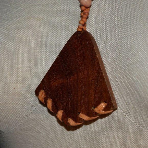 Wood Bead Cactus Southwestern Pendant Necklace - Picture 4 of 5